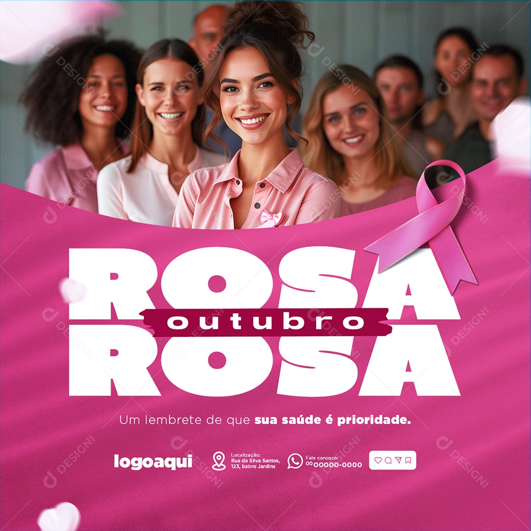 Outubro Rosa Um Lembrete de Que Sua Saúde é Prioridade Social Media PSD Editável