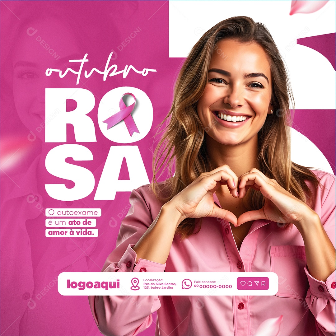 Outubro Rosa O Autoexame é Um Ato de Amor à Vida Social Media PSD Editável