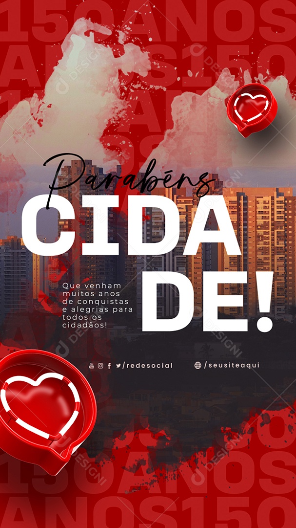 Story Aniversário Parabéns Cidade Social Media PSD Editável