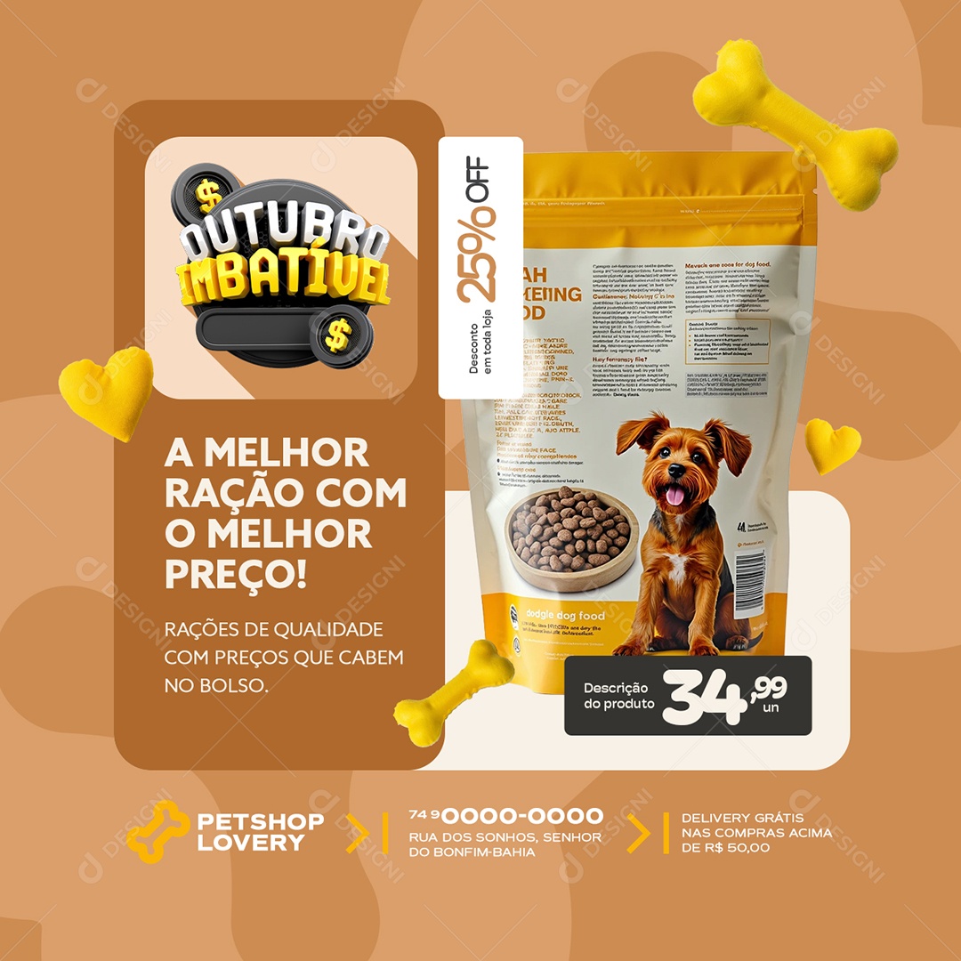 Outubro Imbatível Pet Shop A Melhor Ração com O Melhor Preço Social Media PSD Editável