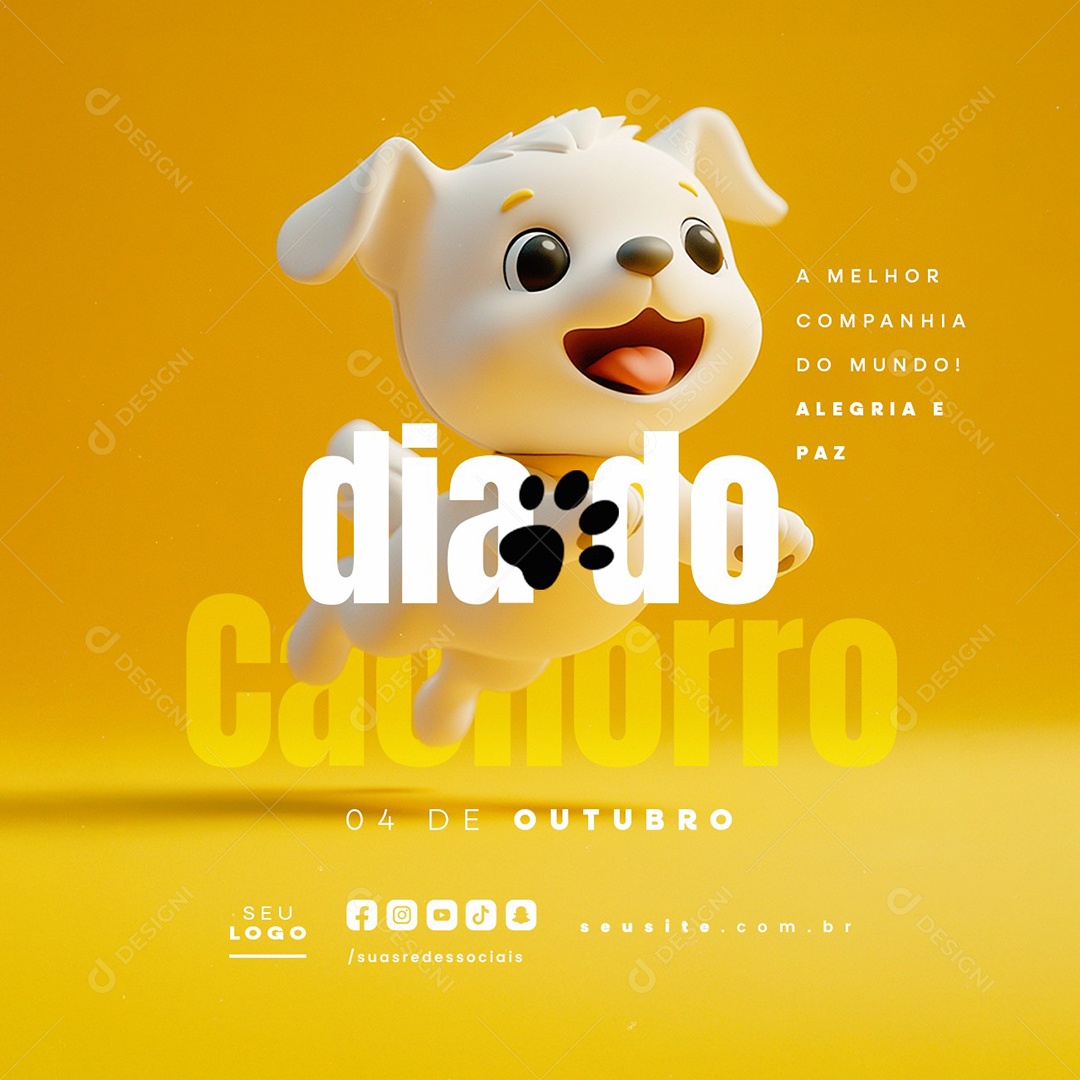 Dia do Cachorro 04 de Outubro A Melhor Companhia Social Media PSD Editável