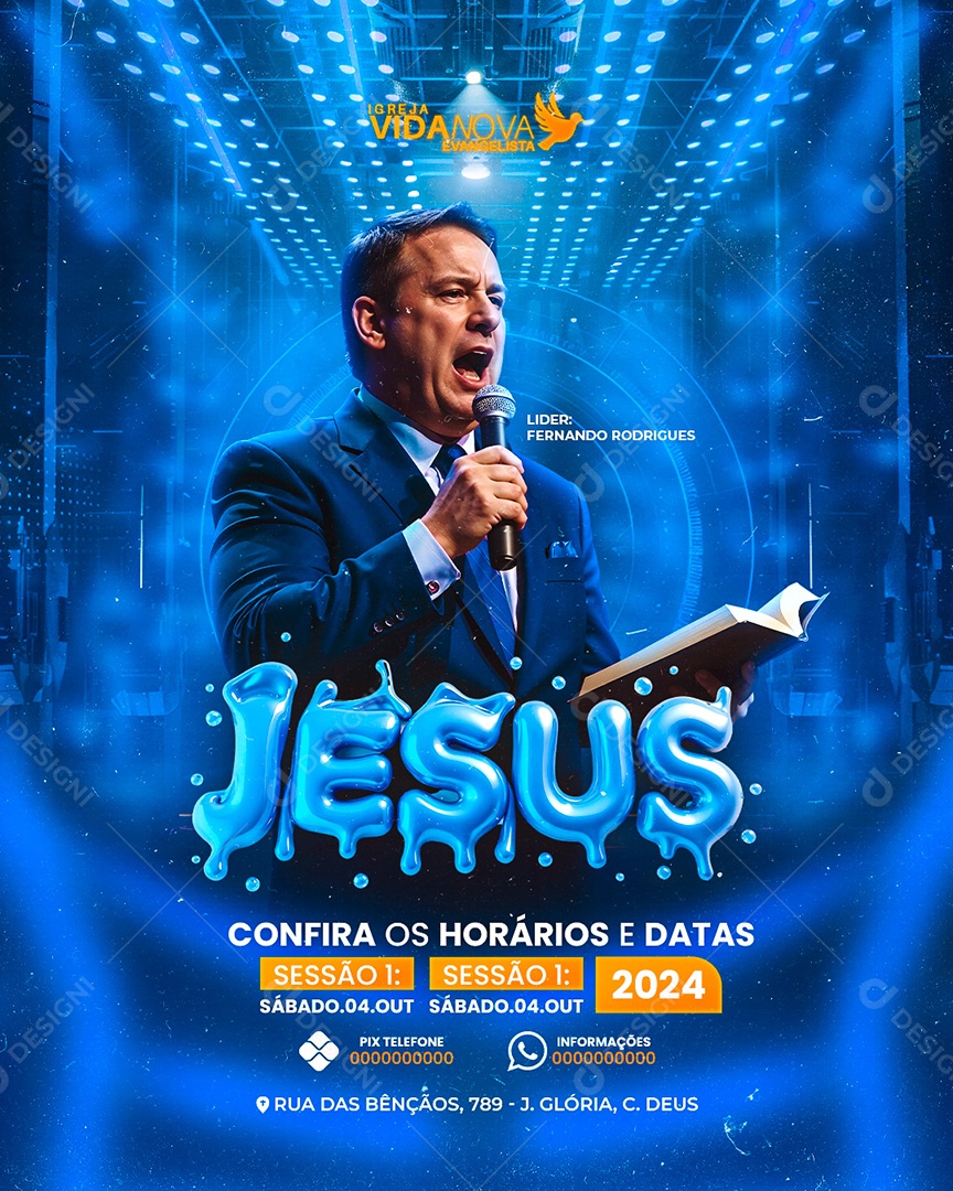 Flyer Gospel Jesus Social Media PSD Editável