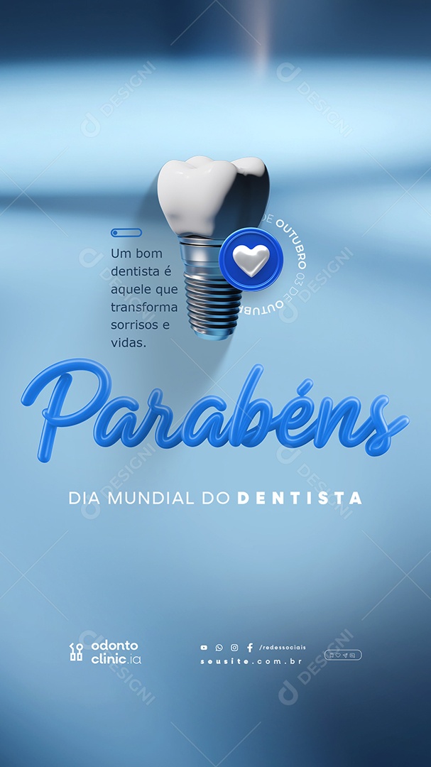 Story Dia Mundial do Dentista 03 de Outubro Parabéns Social Media PSD Editável