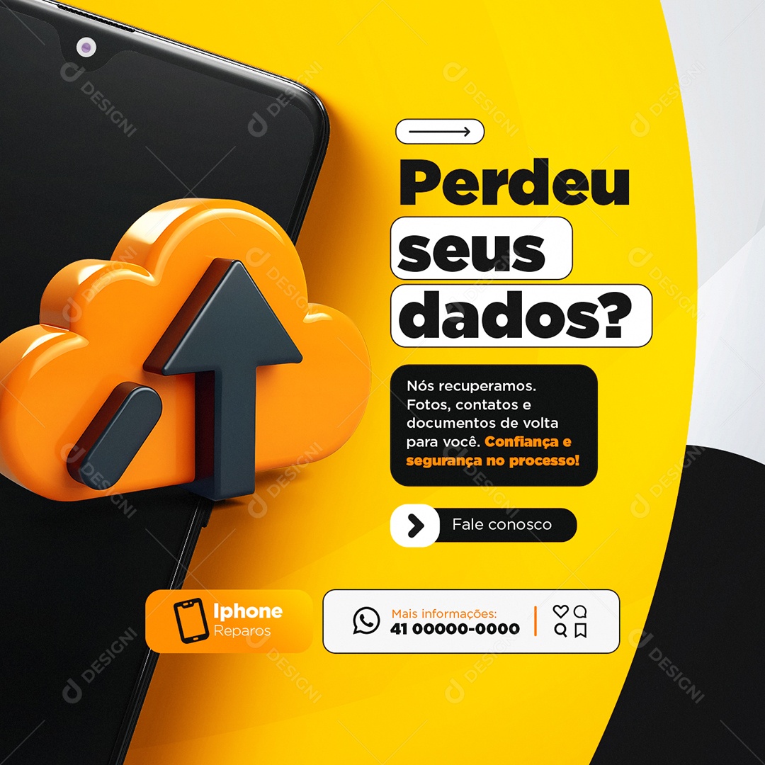 Assistência de Celular Perdeu seus Dados Social Media PSD Editável