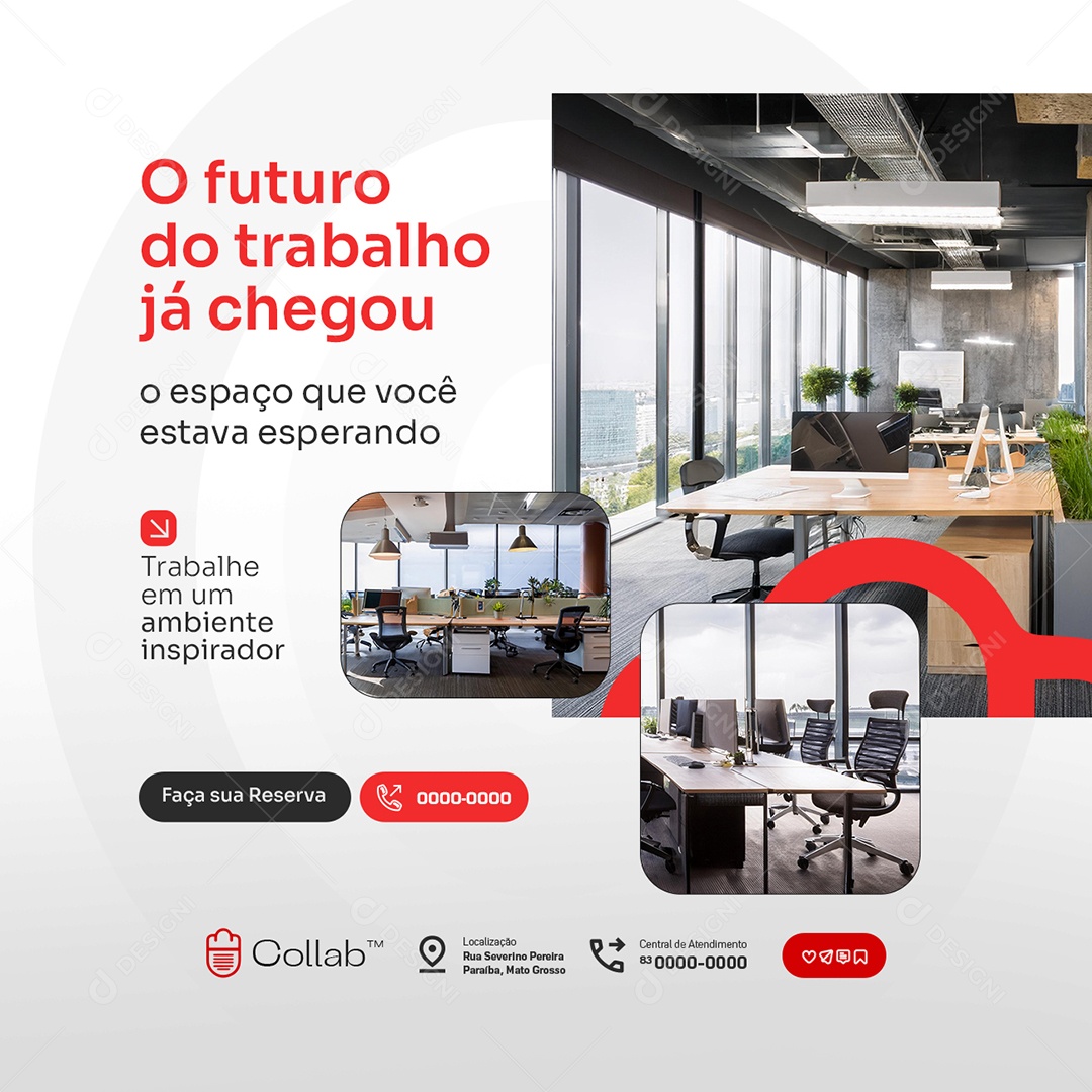 Coworking O Futuro do Trabalho Já Chegou Social Media PSD Editável