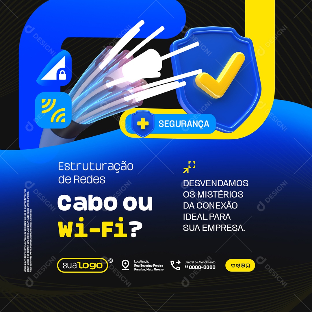 Estruturação de Redes Cabo ou Wi-Fi Social Media PSD Editável