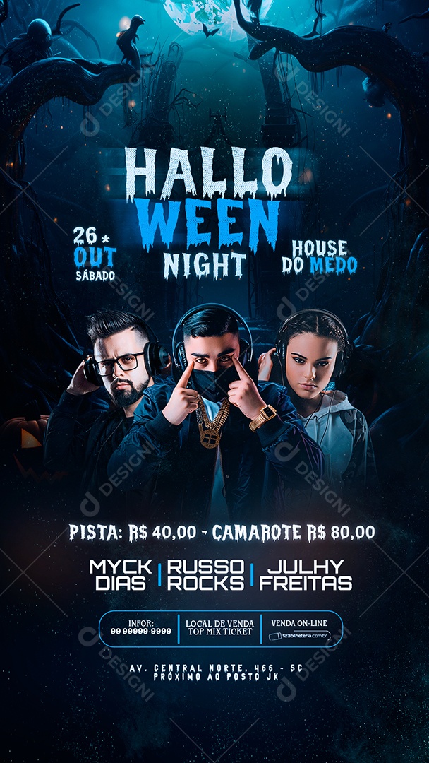 Story Flyer Halloween Night house do Medo Social Media PSD Editável