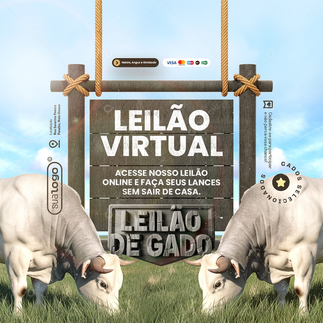 Leilão de Gado Leilão Virtual Social Media PSD Editável