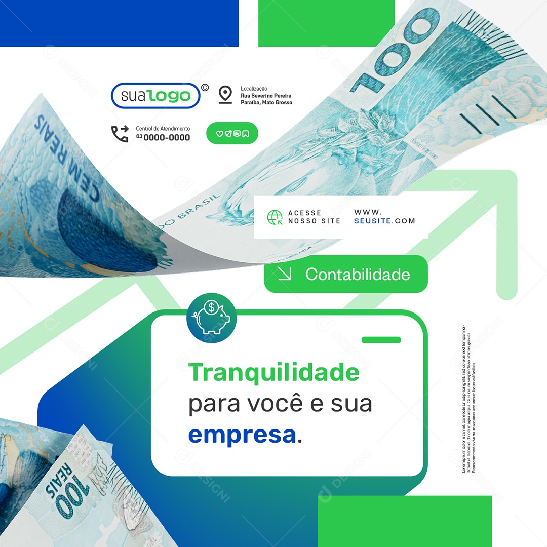 Contabilidade Tranquilidade para Você e Sua Empresa Social Media PSD Editável