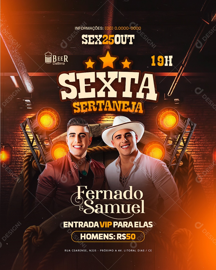 Flyer Sexta Sertaneja Social Media PSD Editável