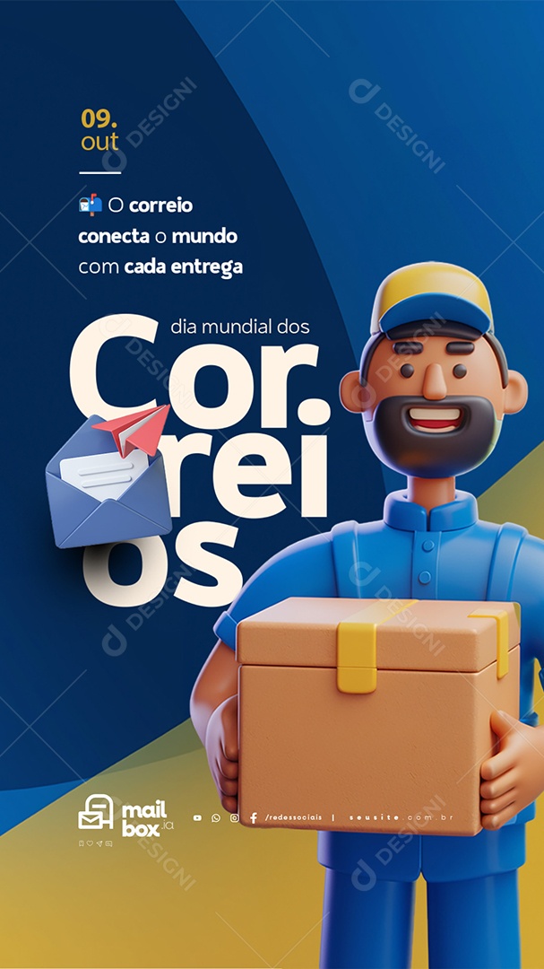 Story Dia Mundial dos Correios 09 de Outubro Social Media PSD Editável