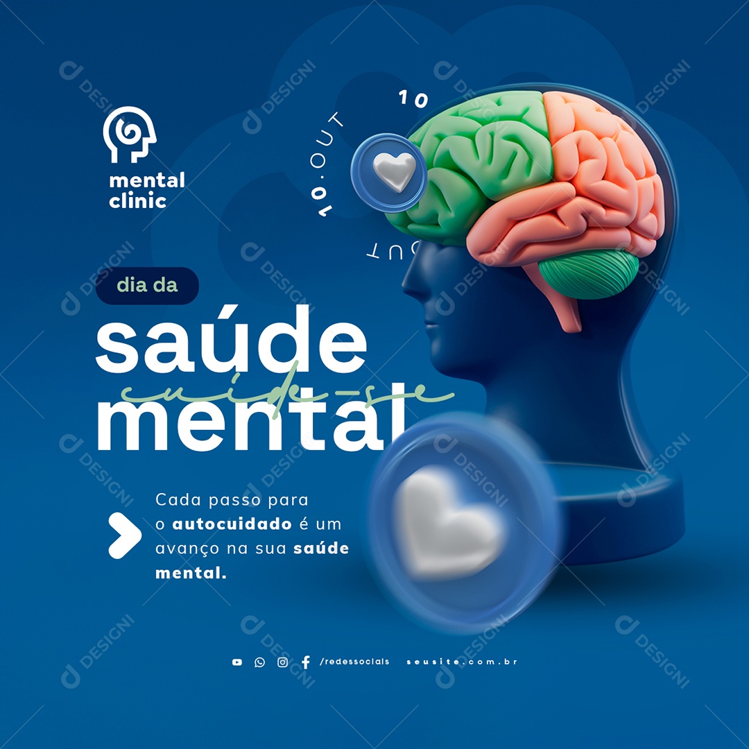 Dia da Saúde Mental 10 de Outubro Social Media PSD Editável