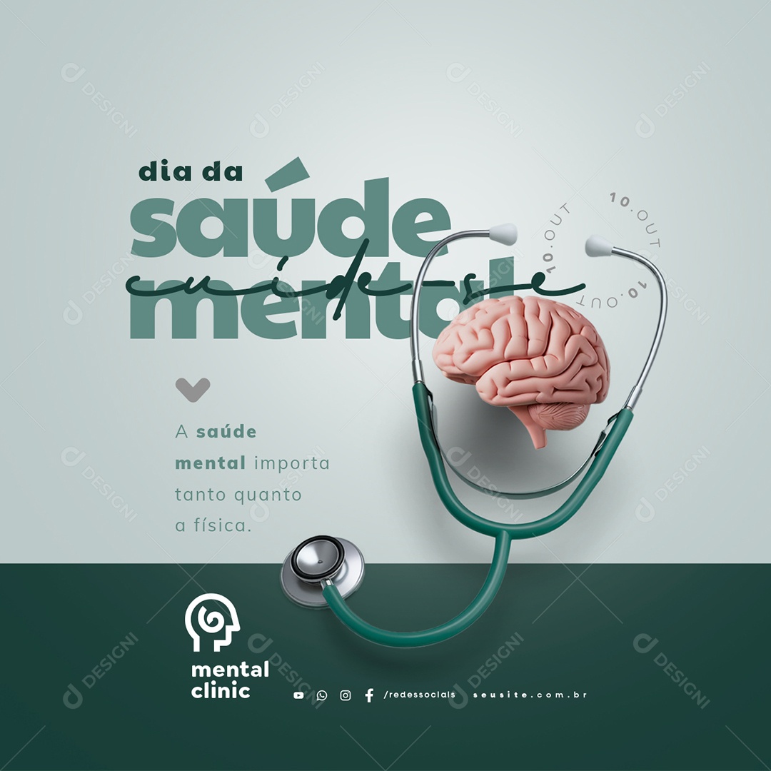 Dia da Saúde Mental 10 de Outubro Social Media PSD Editável