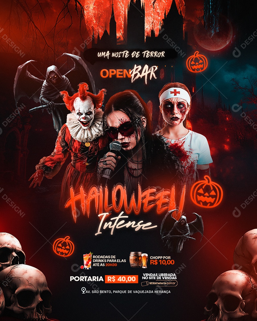 Flyer Halloween Intense Social Media PSD Editável