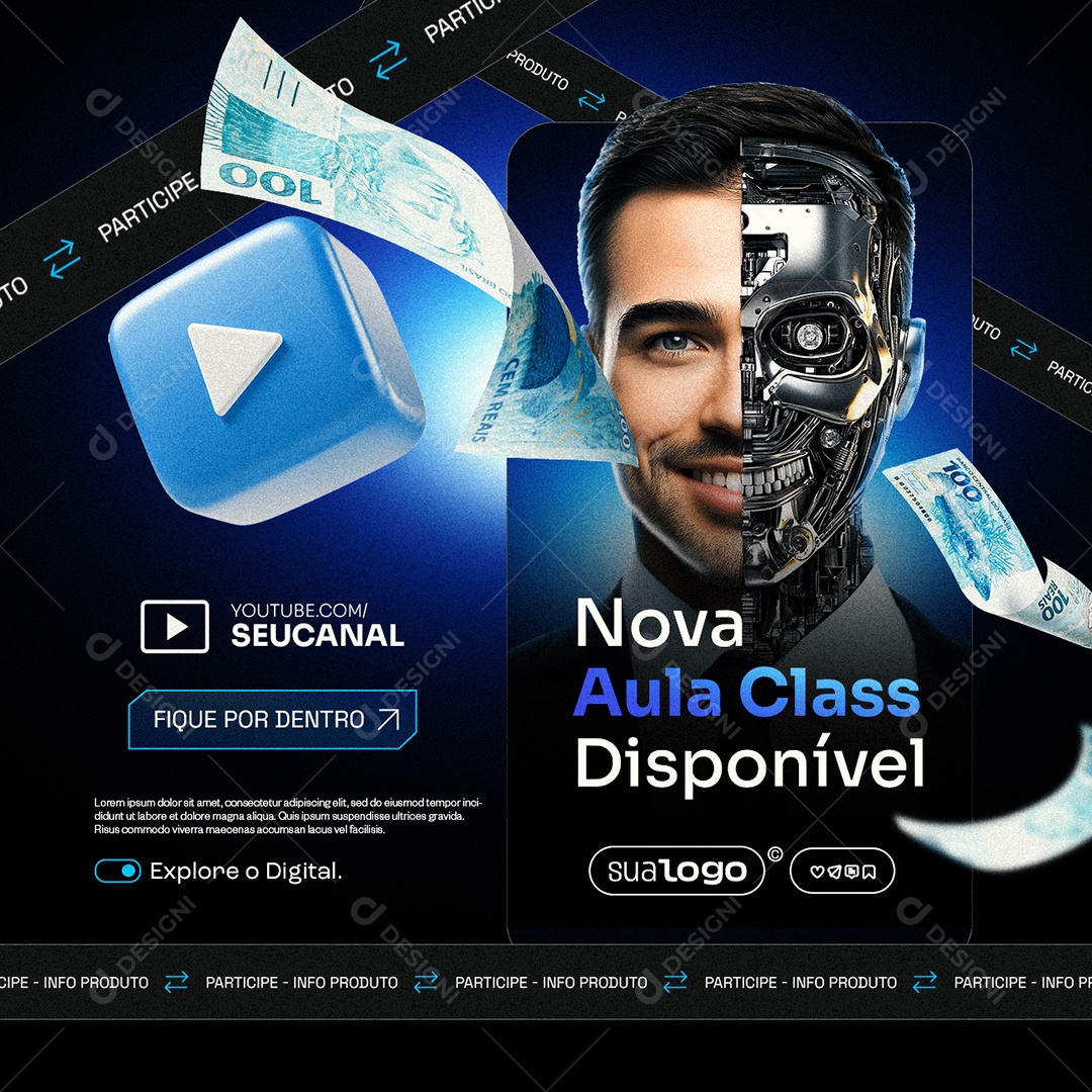 Infoproduto Nova Aula Class Disponível Social Media PSD Editável