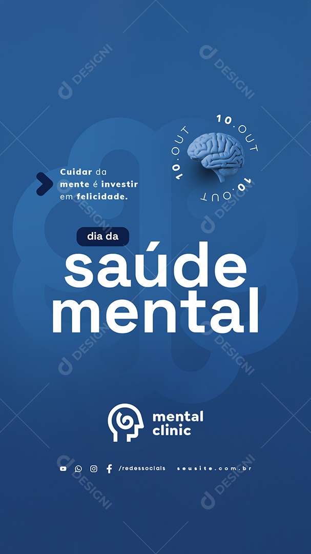 Story Dia da Saúde Mental 10 de Outubro Cuidar da Mente Social Media PSD Editável