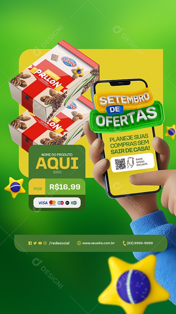 Story Setembro de Ofertas Supermercado Cereal Social Media PSD Editável