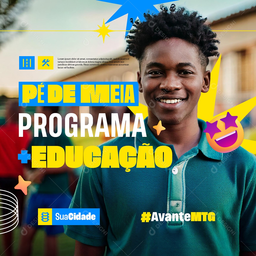 Prefeitura P[e de Meia Programa Educação Social Media PSD Editável