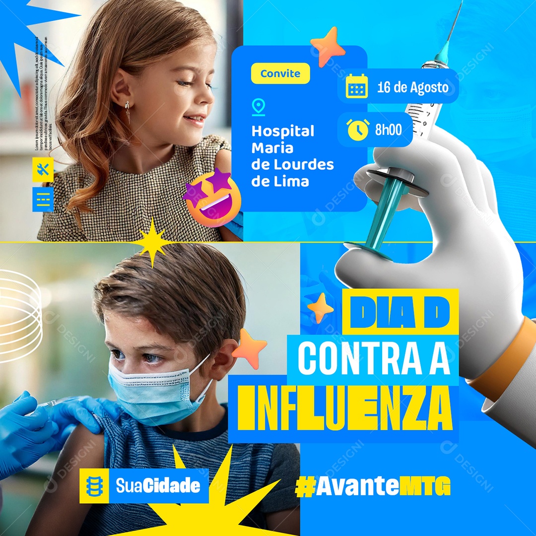 Prefeitura Dia D Vacinação Contra a Influenza Social Media PSD Editável