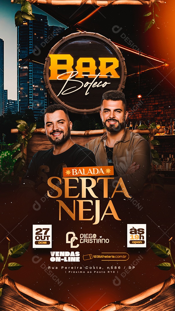 Story Flyer Bar Boteco Balada Sertaneja Social Media PSD Editável