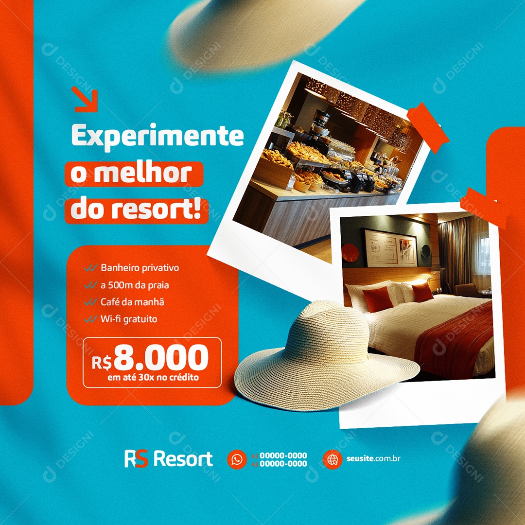 Social Media Experimente o Melhor do Resort PSD Editável