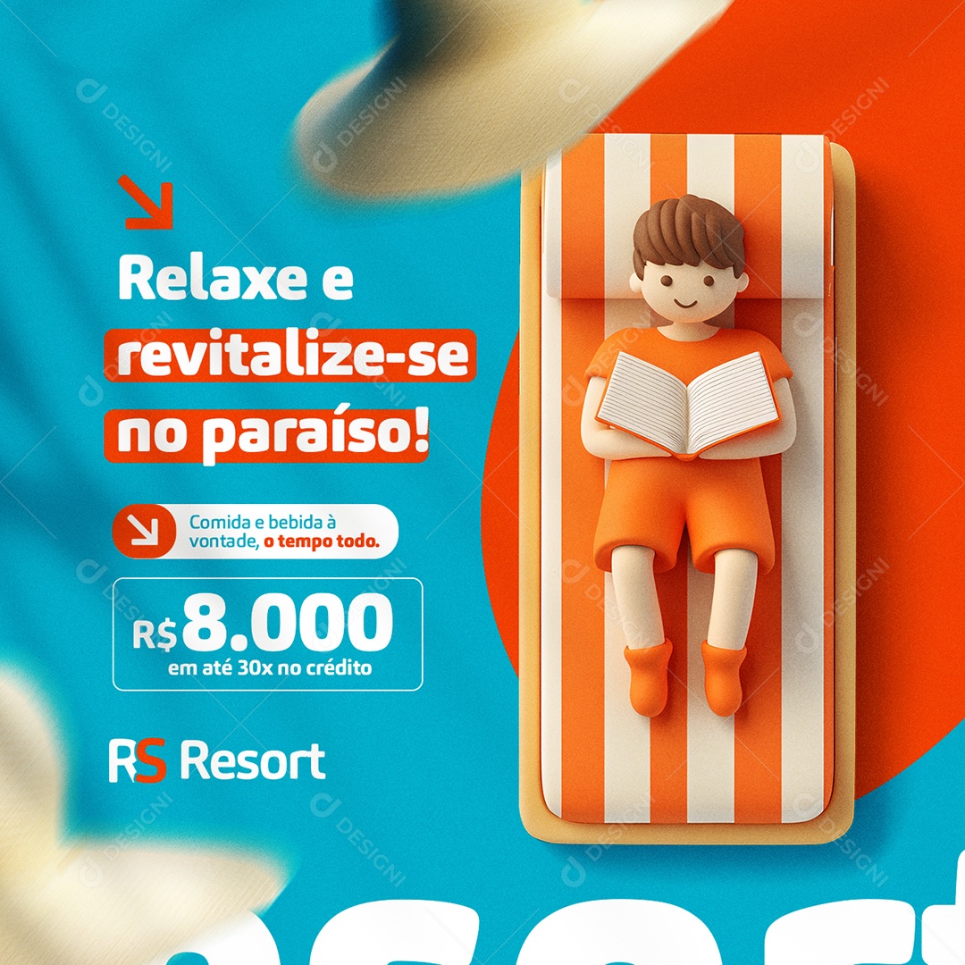 Resort Relaxe e Revitalize Social Media PSD Editável