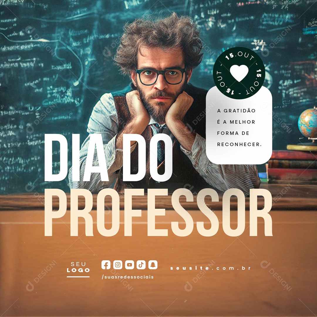 Dia do Professor 15 de Outubro Social Media PSD Editável