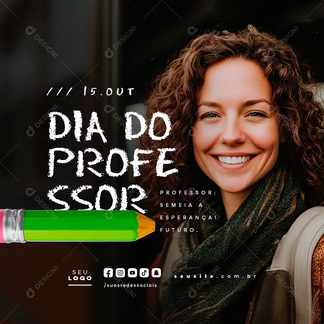 Social Media Dia do Professor 15 de Outubro PSD Editável