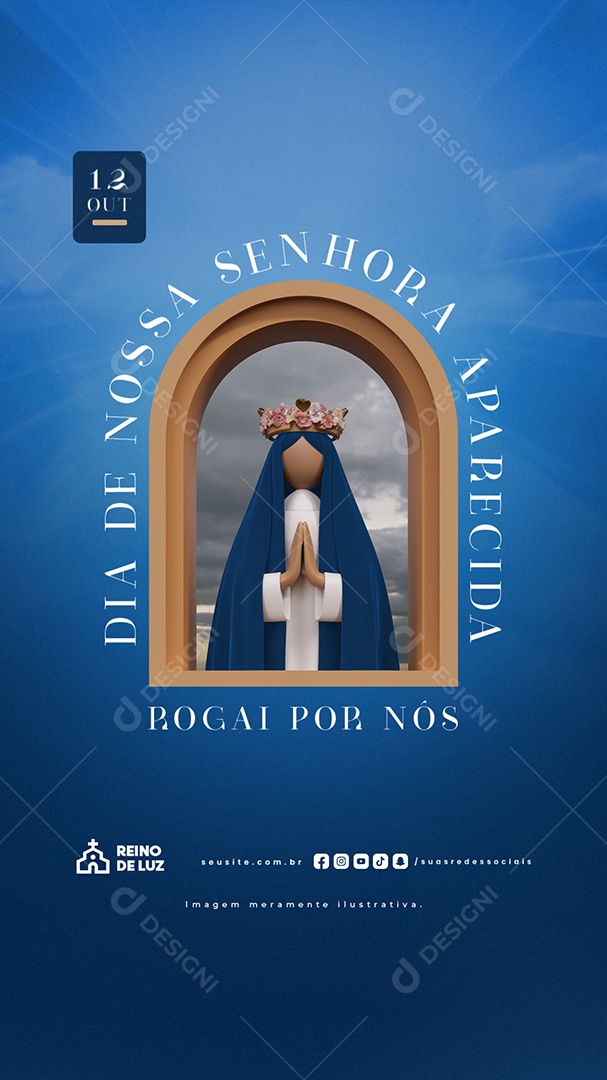 Story Dia de Nossa Senhora de Aparecida 12 de Outubro Social Media PSD Editável