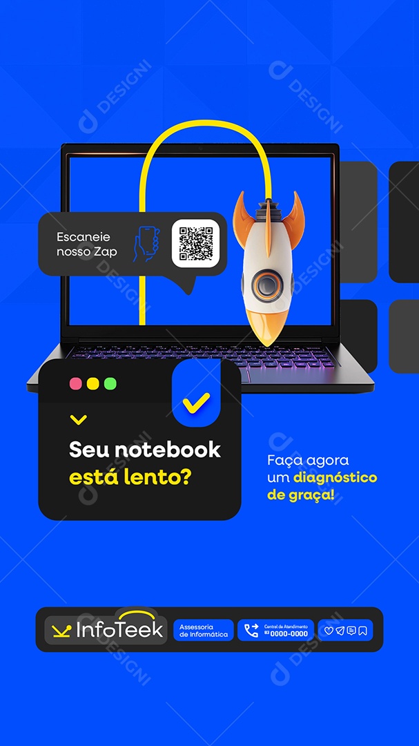 Story Assessoria Informática Seu Notebook Está Lento Social Media PSD Editável