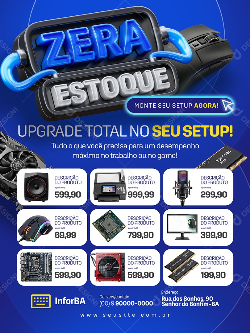 Zera Estoque Loja de Eletrônicos Encarte Upgrade Total Social Media PSD Editável