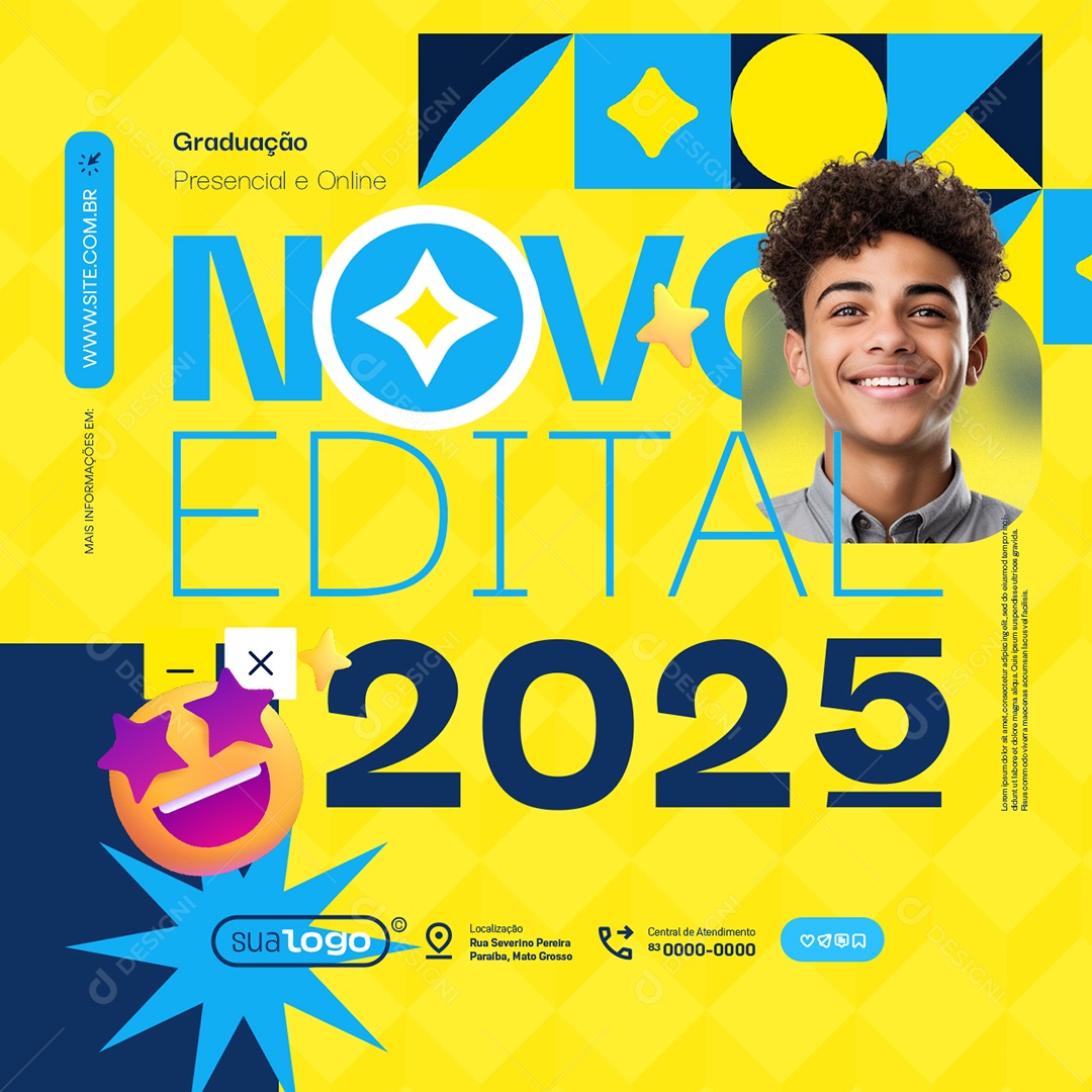 Faculdade Novo Edital 2025 Social Media PSD Editável