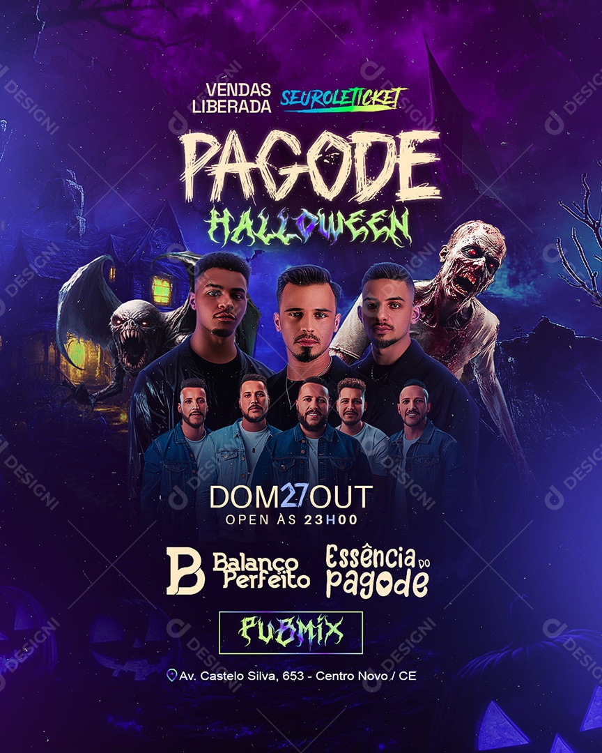 Flyer Halloween Pagode Social Media PSD Editável