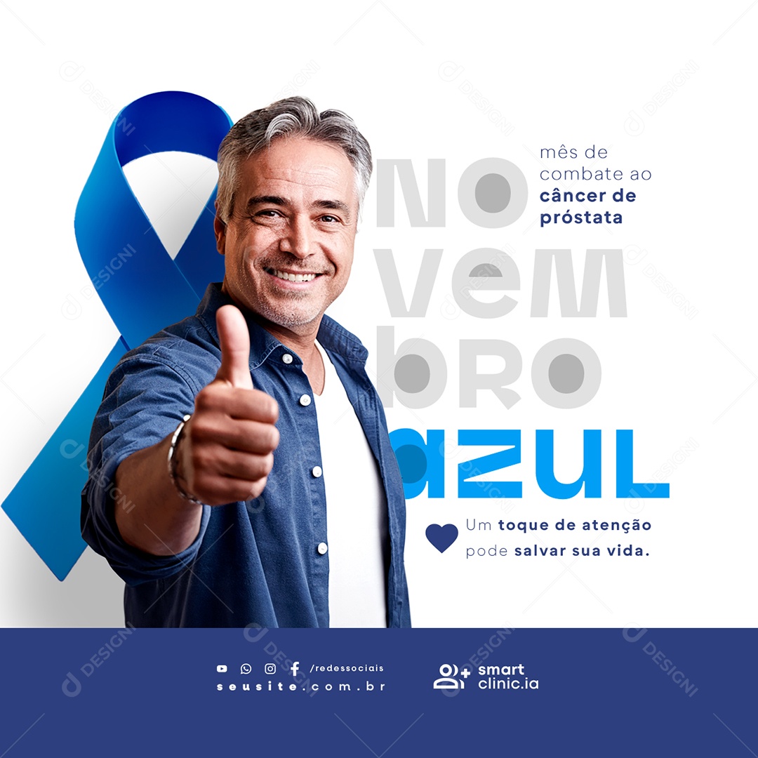 Novembro Azul Um Toque de Atenção Social Media PSD Editável