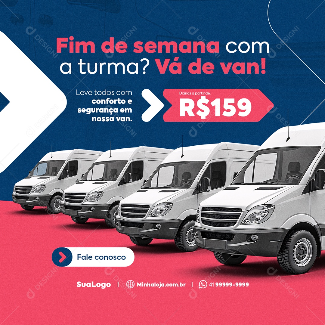 Aluguel de Vans Fim de Semana Com a Turma Social Media PSD Editável