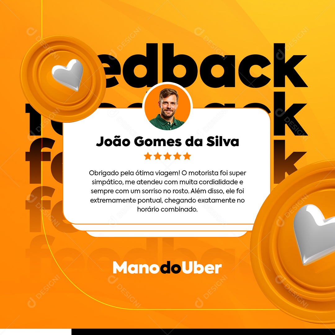 Motorista Uber Feedback Social Media PSD Editável