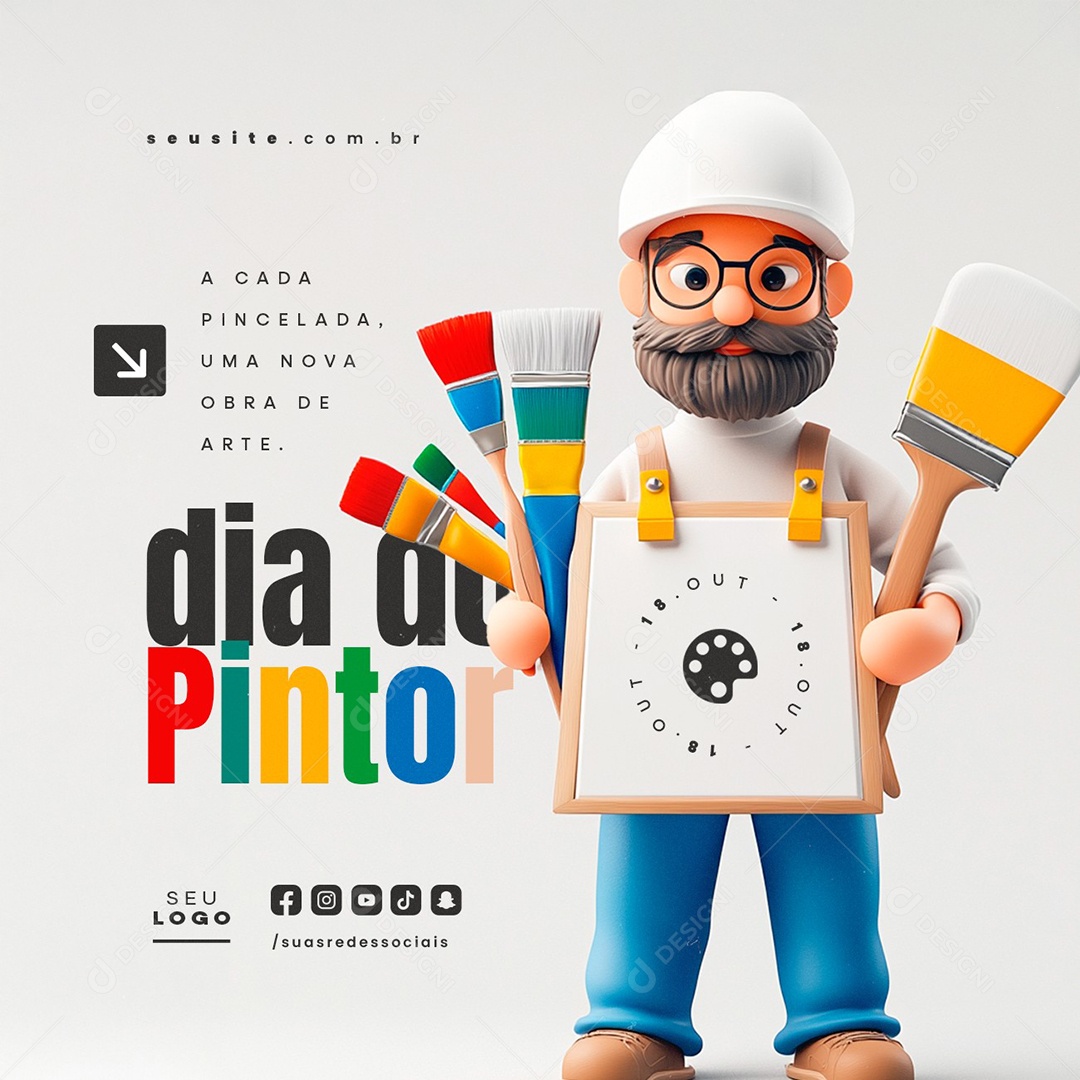 Day of the Painter 18 October Social Media PSD Editable