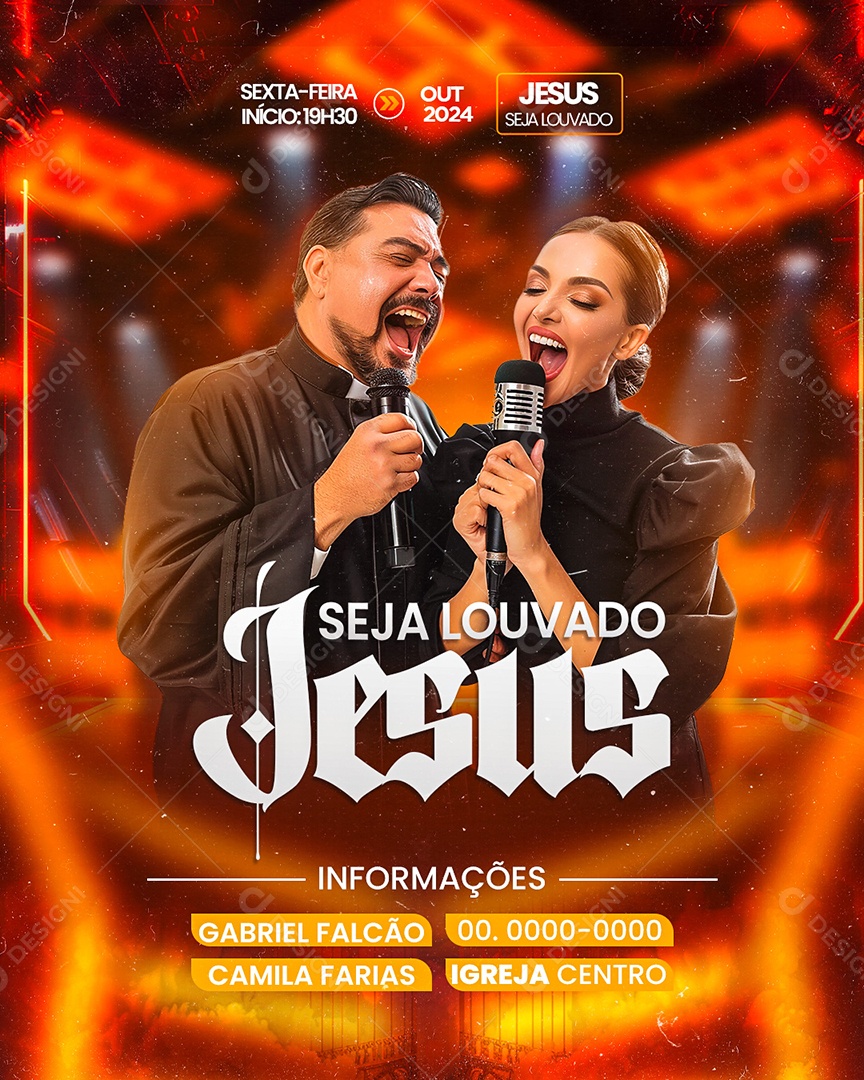 Flyer Gospel Jesus Seja Louvado Social Media PSD Editável