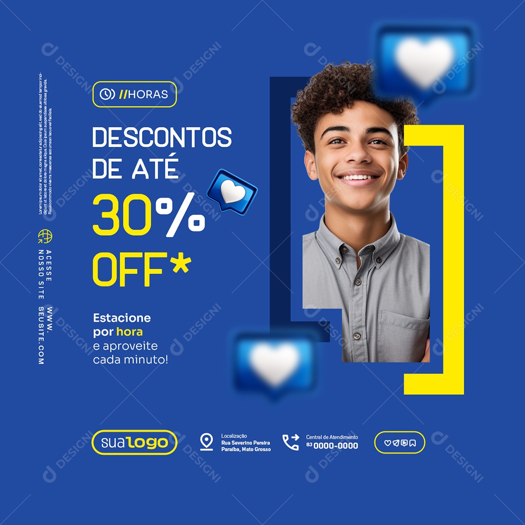 Estacionamento Descontos de Até 30% Off Social Media PSD Editável