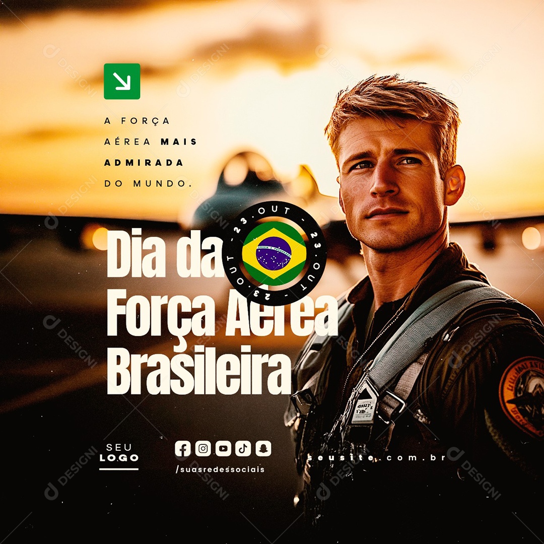 Dia da Força Aérea Brasileira 23 de Outubro Social Media PSD Editável