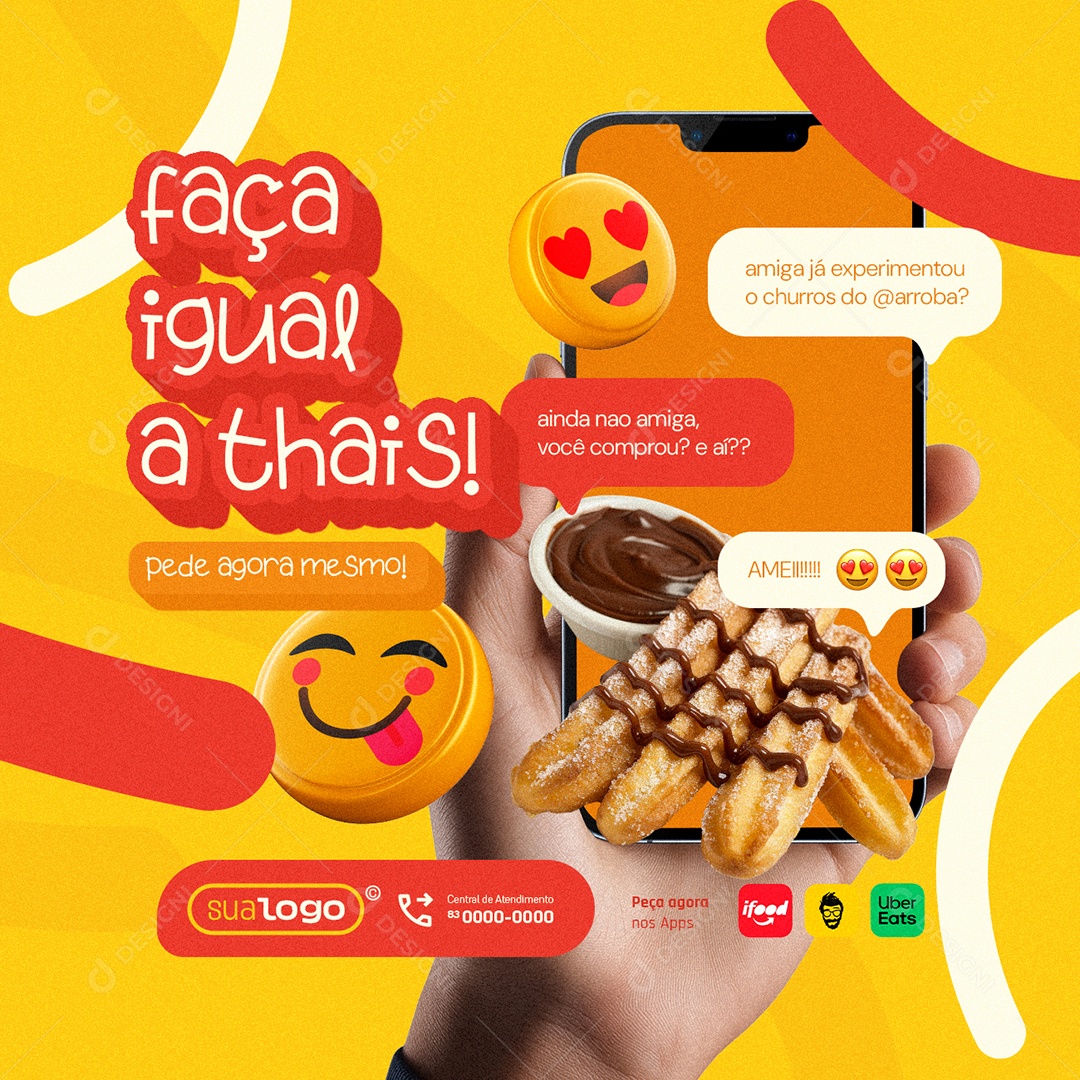 Churros Faça Igual a Thais Social Media PSD Editável