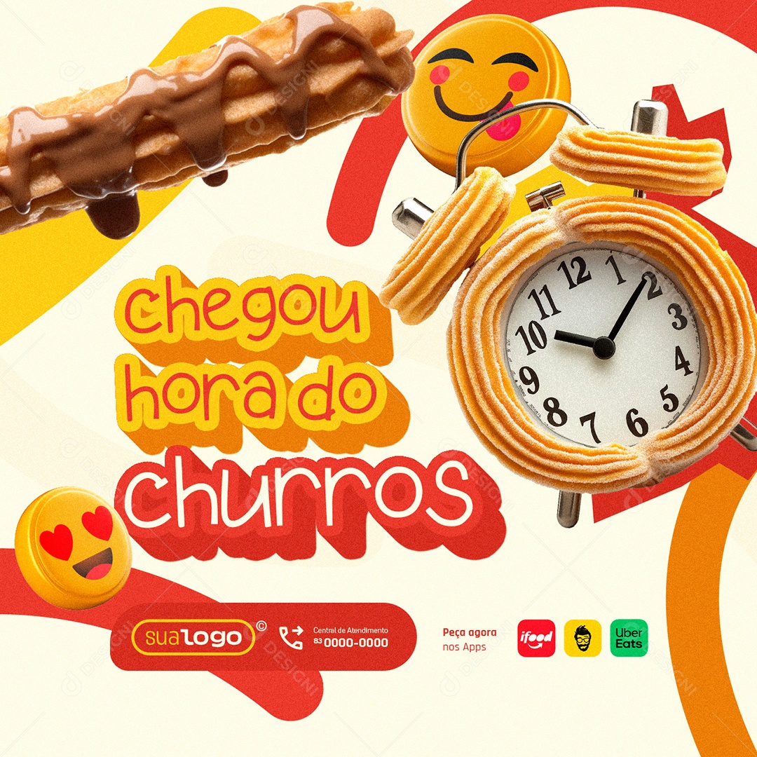 Churros Chegou Hora do Churros Social Media PSD Editável