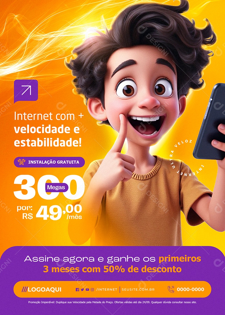 Flyer Internet Velocidade e Estabilidade Megas Social Media PSD Editável