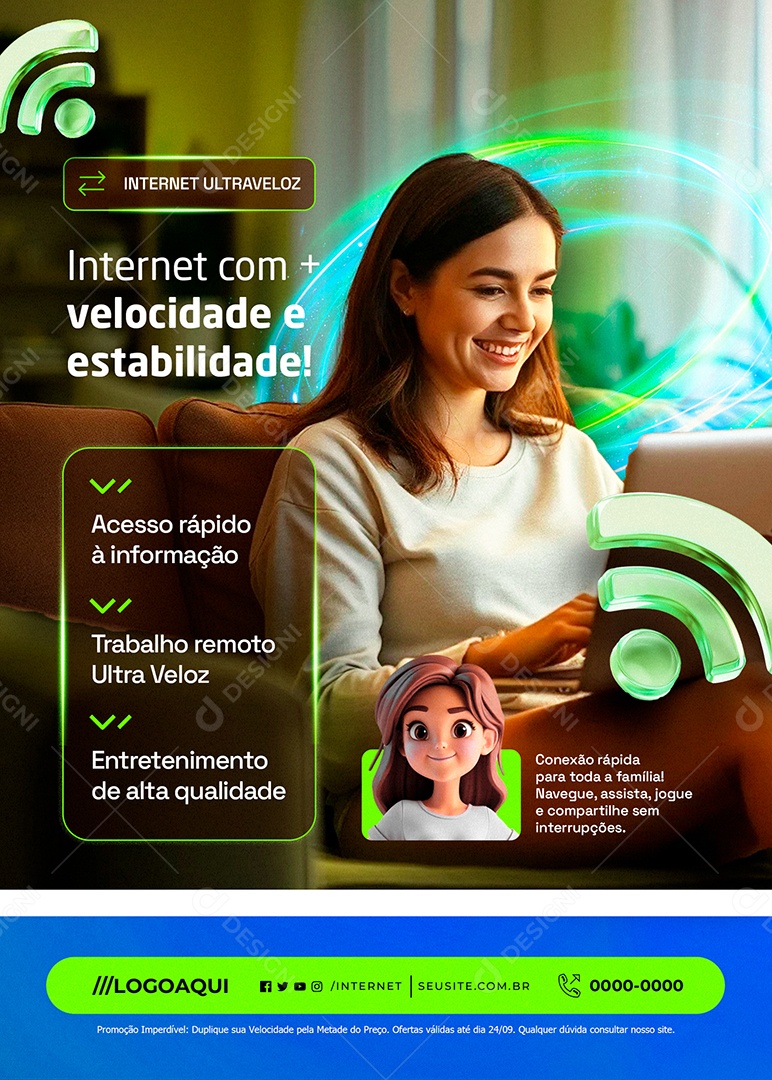 Flyer Internet Velocidade e Estabilidade Social Media PSD Editável