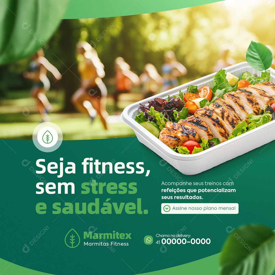 Marmita Fitness Seja Fitnesse Sem Stress Social Media PSD Editável