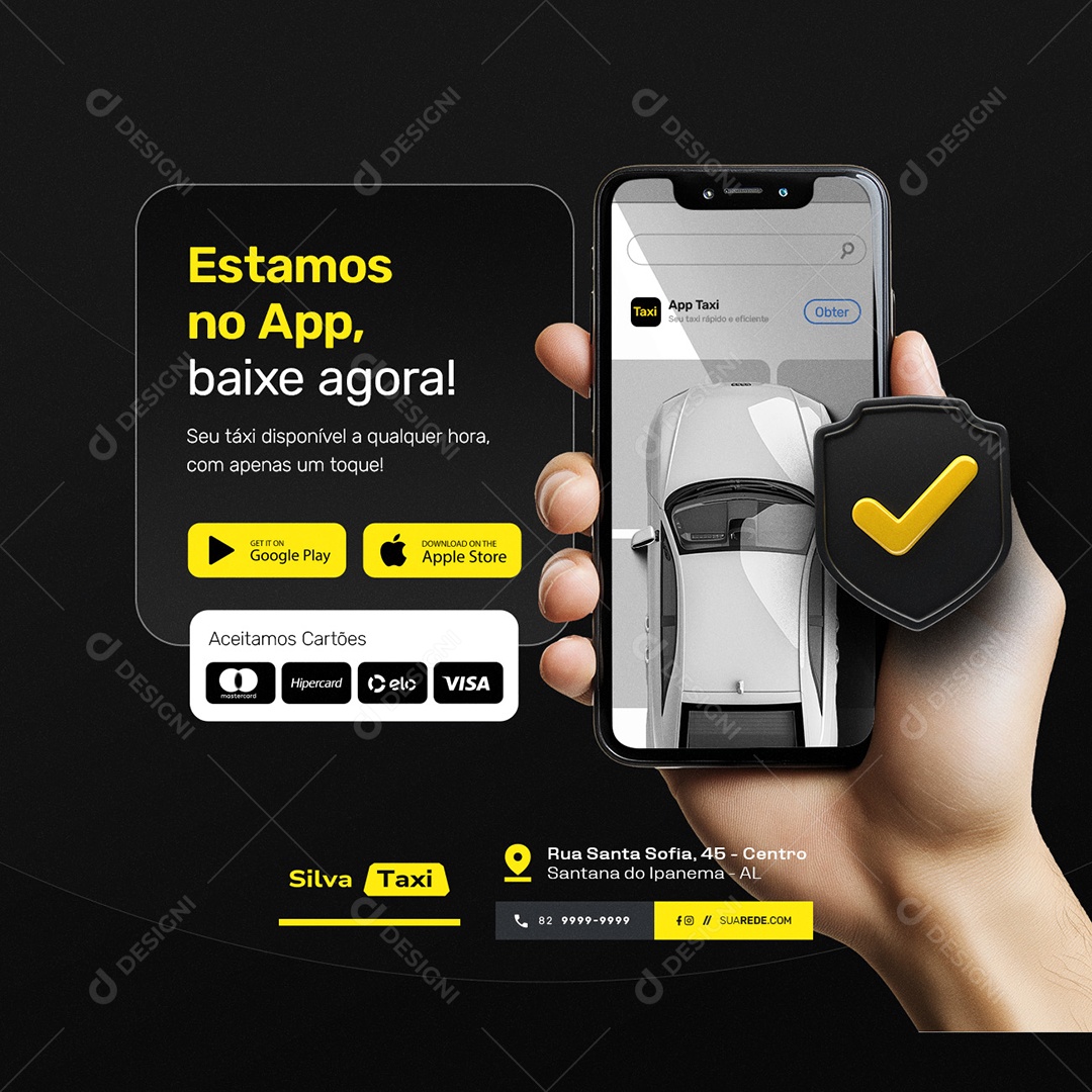 Taxista Estamos no App Baixe Agora Social Media PSD Editável