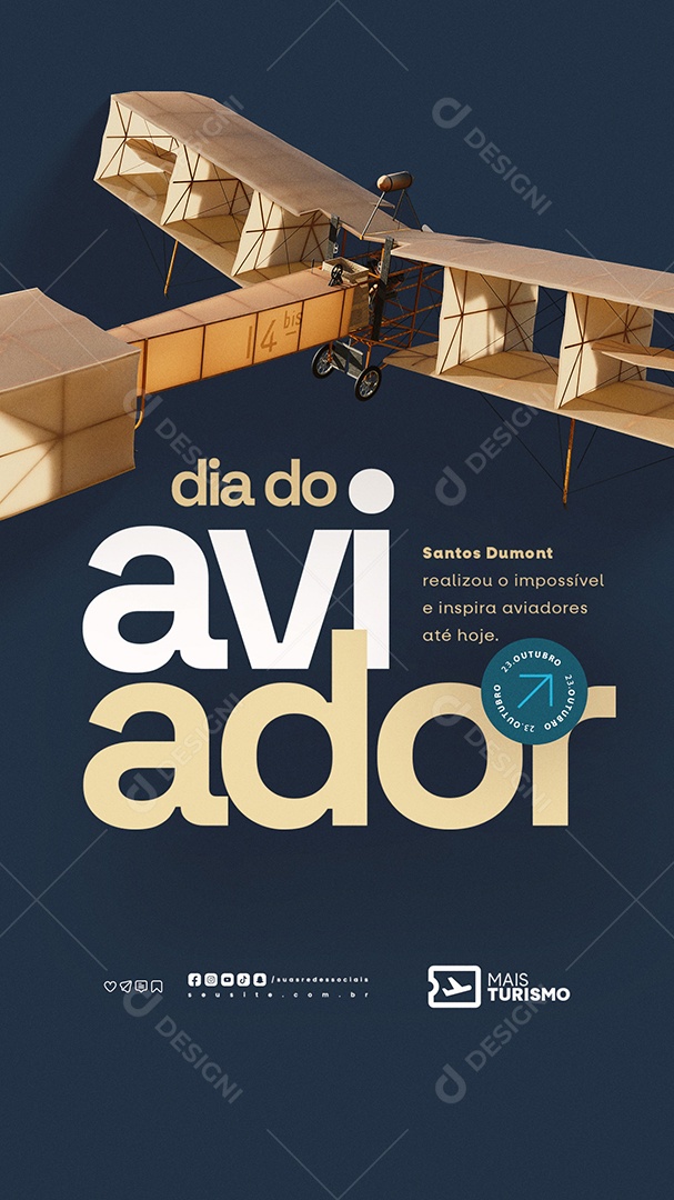 Story Dia do Aviador 23 de Outubro Santos Dumont Social Media PSD Editável