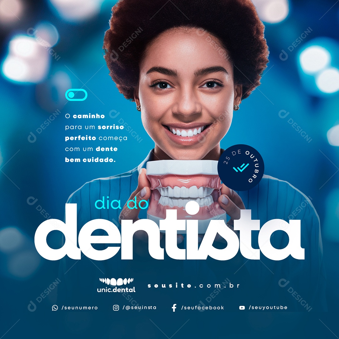 Dia do Dentista 25 de Outubro O Caminho para Um Sorriso Perfeito Social Media PSD Editável