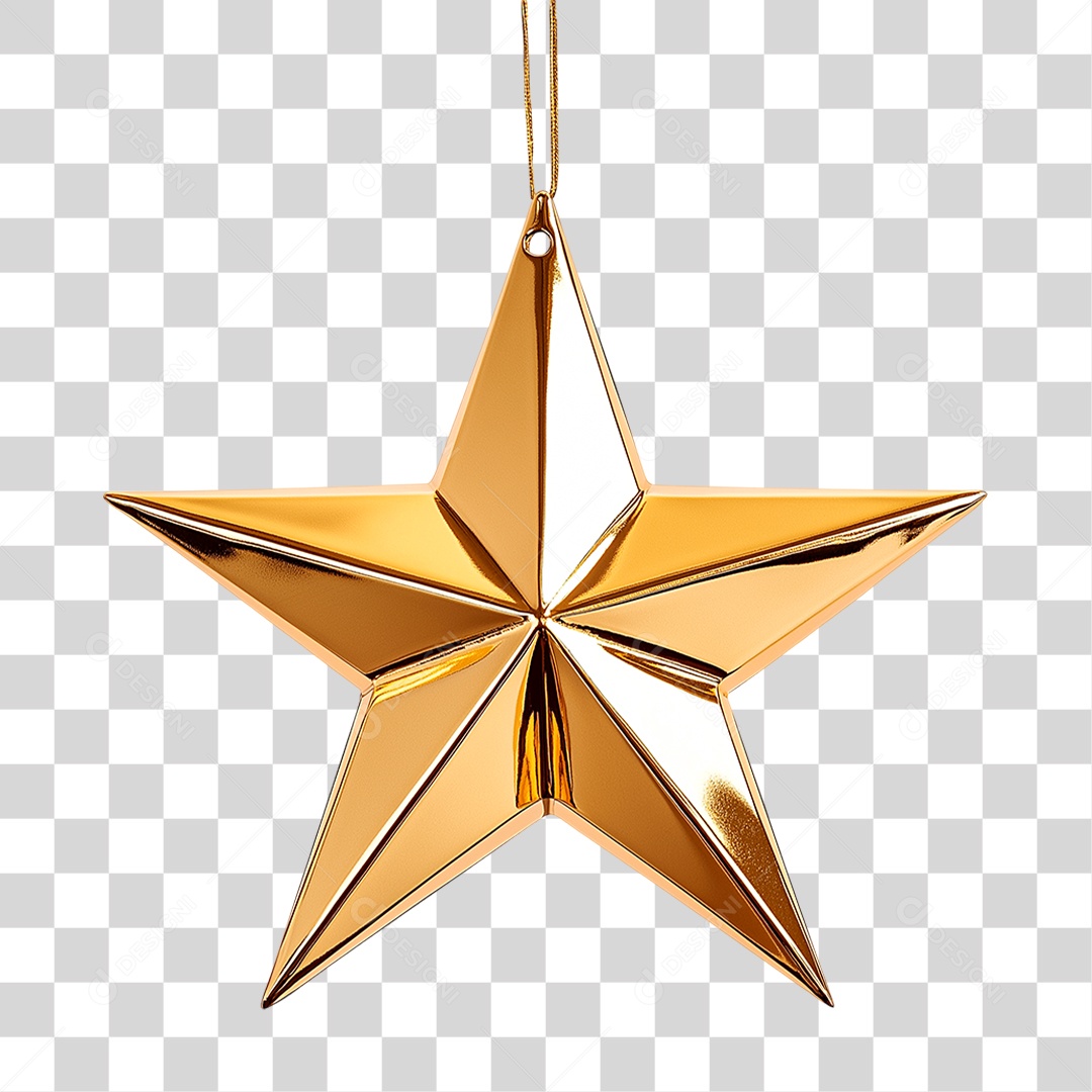 3D Element Golden Star PNG Transparent