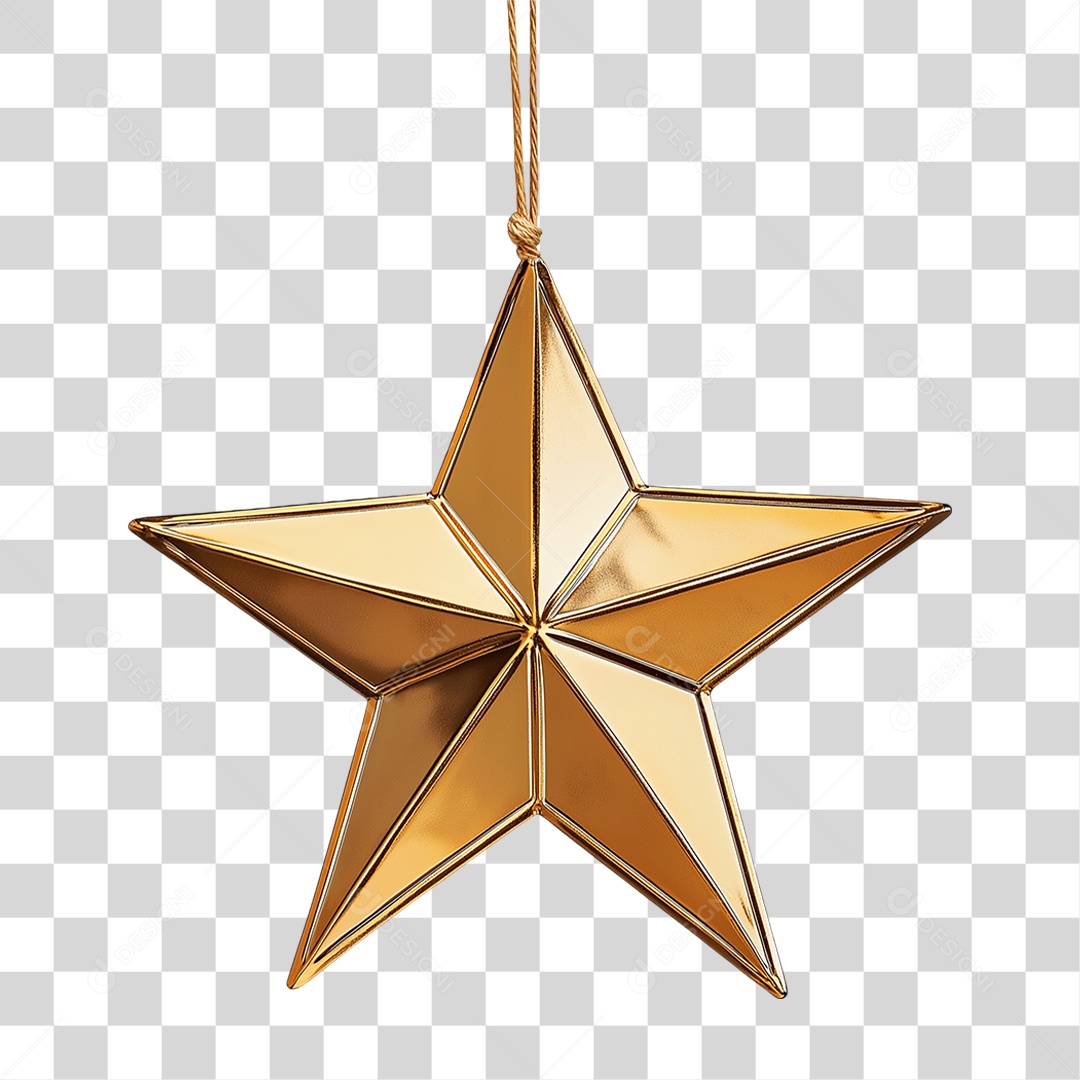 3D Element Golden Star PNG Transparent